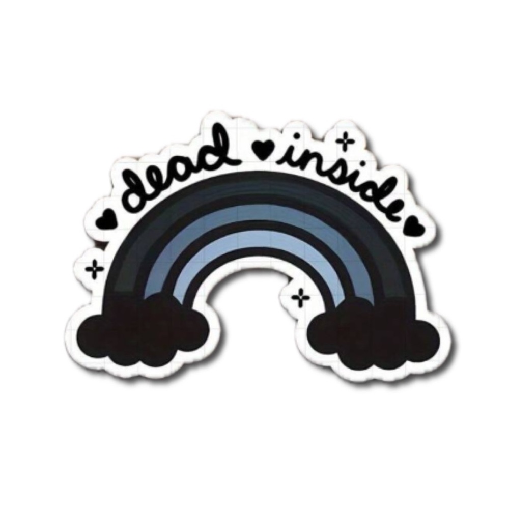 Black and Gray 'Dead Inside' Rainbow Sticker